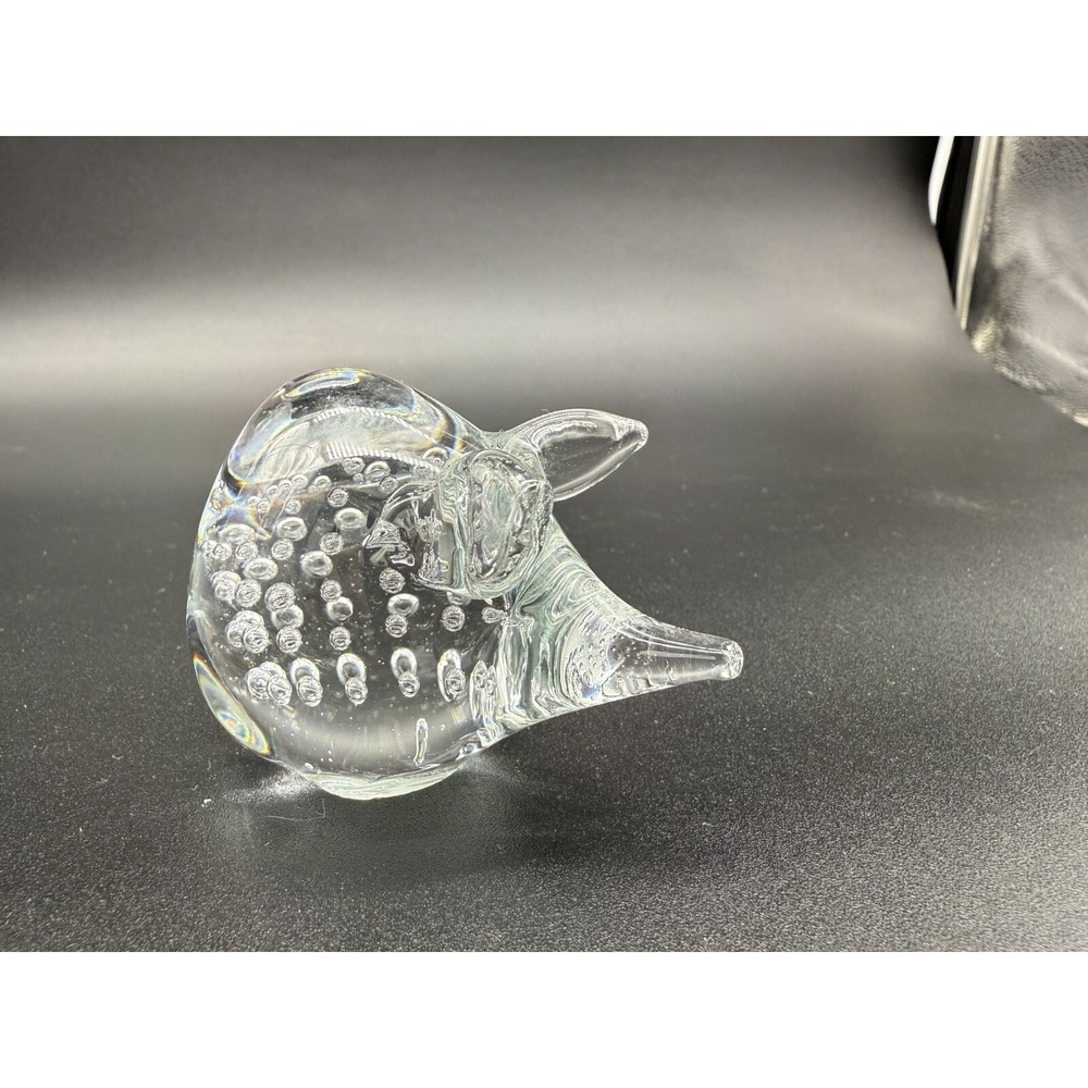 Art Glass Long Nose Pig Controlled Bubbles Paperweight Animal Figurine Vtg